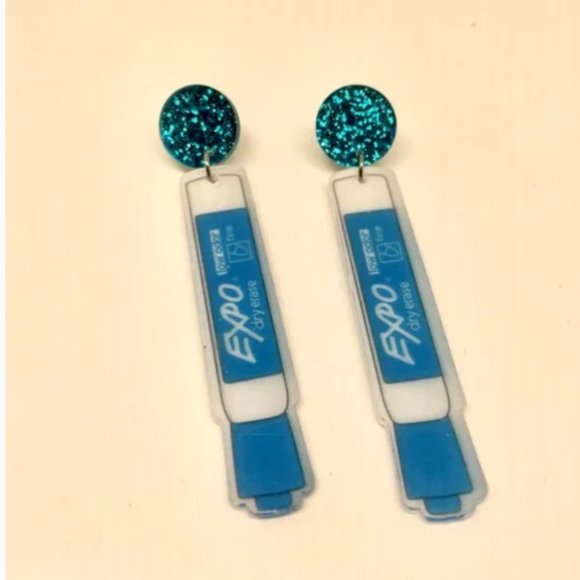 ⭐️💍 FREE Sharpie Pen College School Teacher Appreciation Artsy Pop Art Earrings - Picture 5 of 8